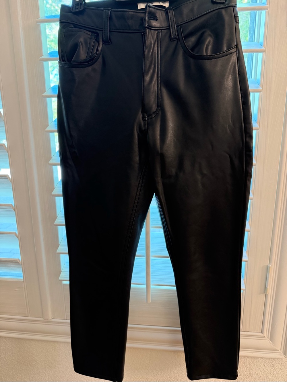 High Rise Black Faux Leather Skinny fit  Pants